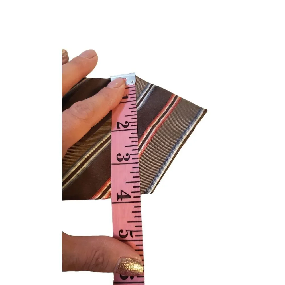 Liz Clairborne Mens Colorful Striped‎ Brown Pattern Silk Business Necktie